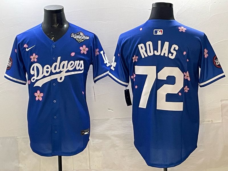 Men Los Angeles Dodgers #72 Rojas Blue Sakura Edition 2025 Nike MLB Jersey style 01->women mlb jersey->Women Jersey